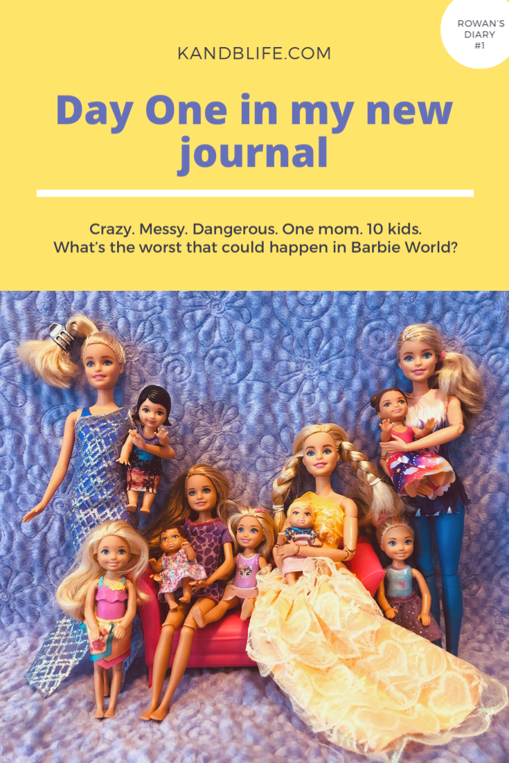 Barbie Doll Story, Day one in my journal, with the whole Barbie Family on it.