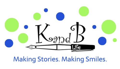 K and B Life Logo with lime green and blue dots