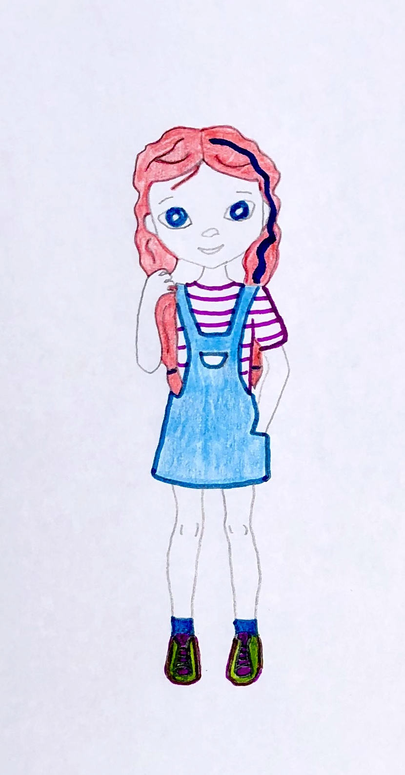 Drawing of a red headed girl, Wendy Willows, from the mystery story for kids, The Case of the Wasted Water.