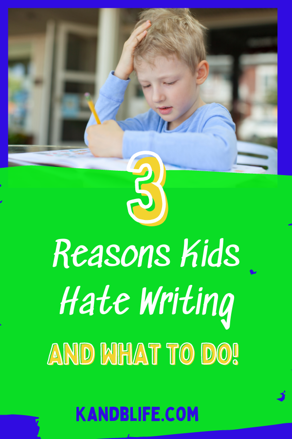 A frustrated boy writing for the article, 3 Reasons Kids Hate Writing.