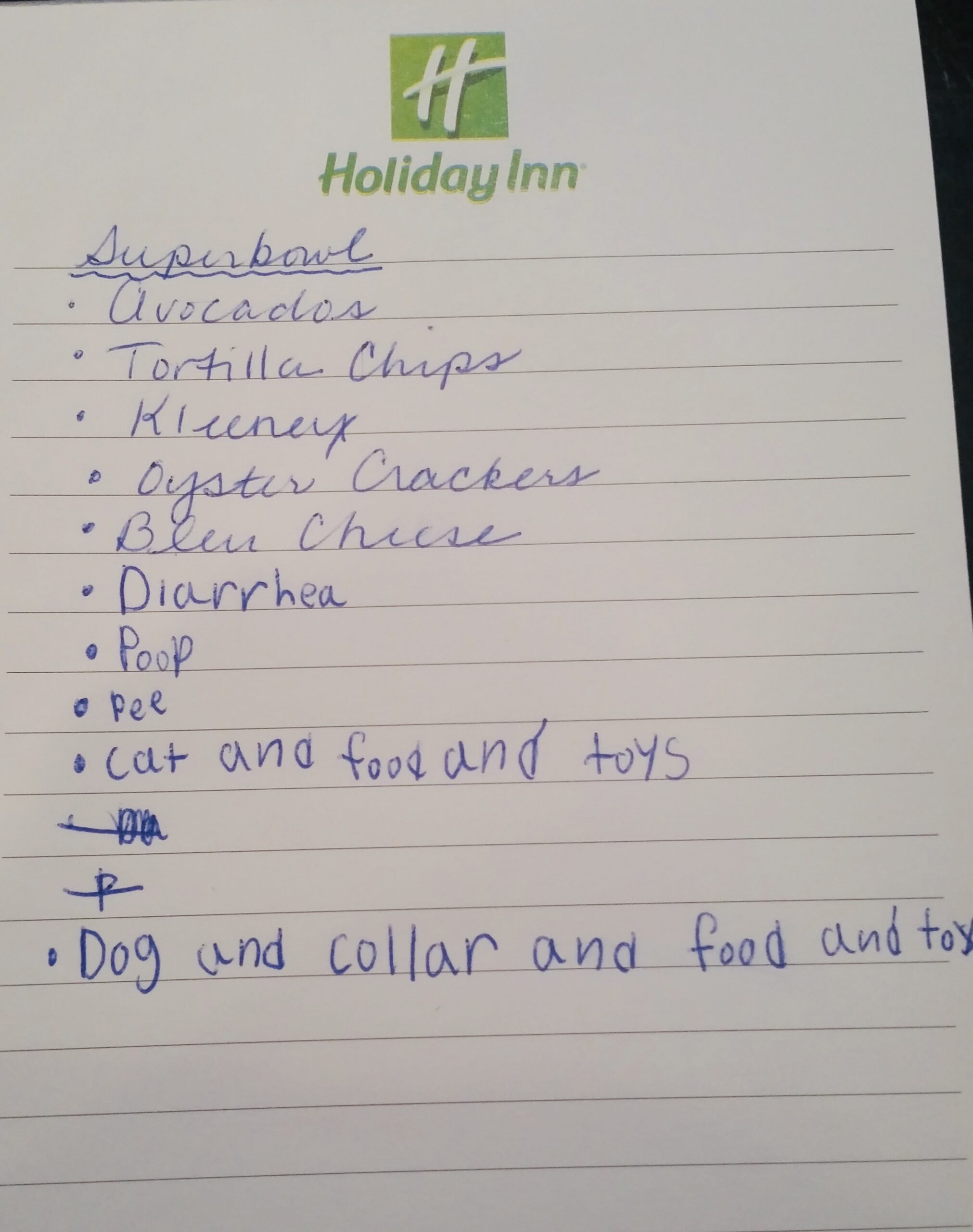 A grocery list with random things on it from kids. 