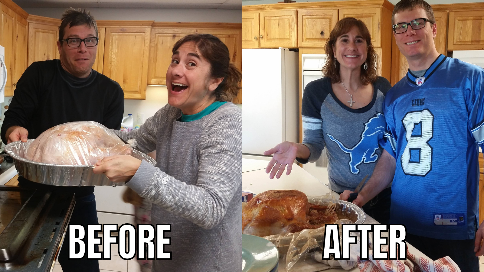 Thanksgiving Turkey before and after.