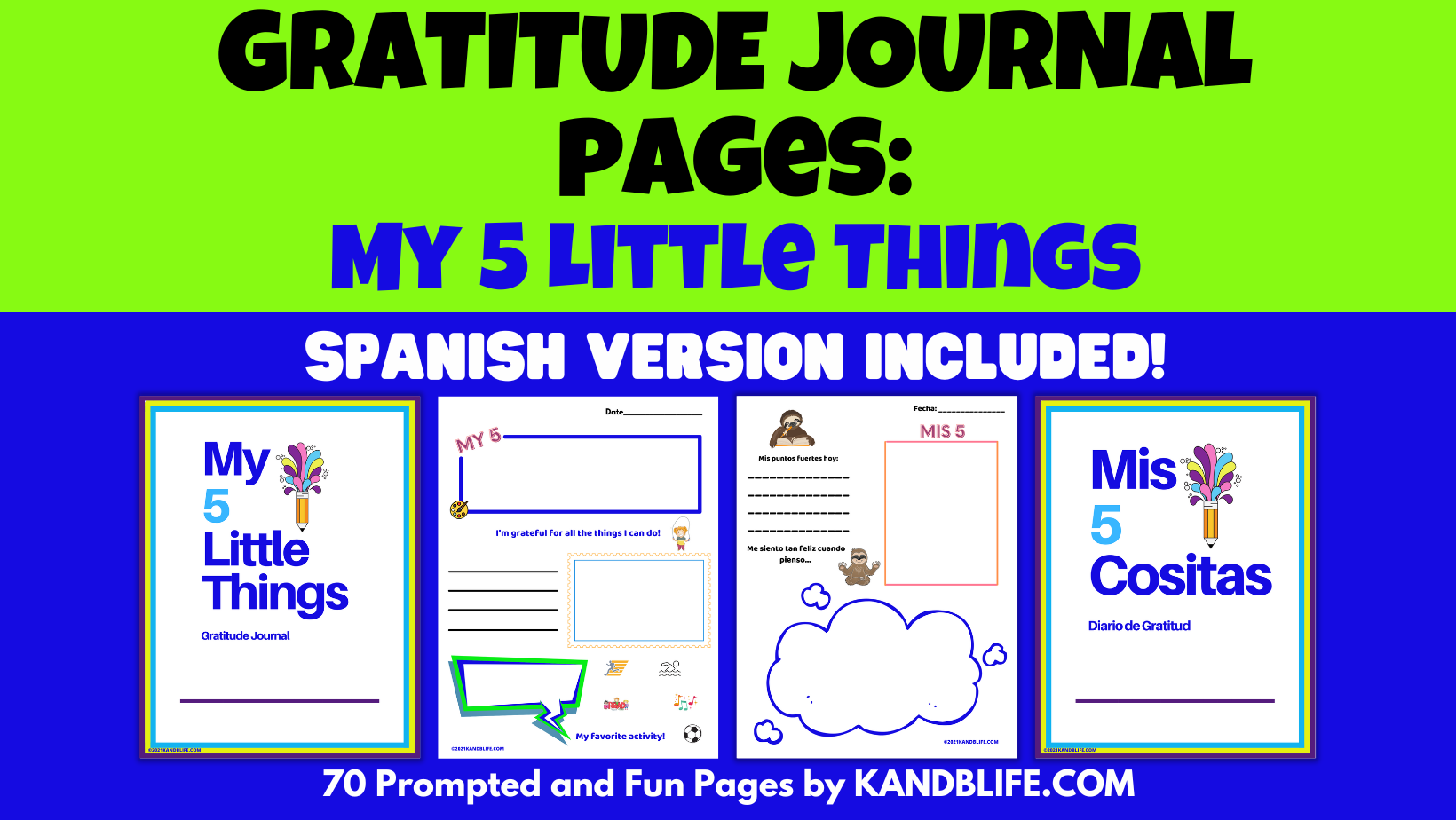 My 5 Little Things Printable Gratitude Journal Facebook cover.