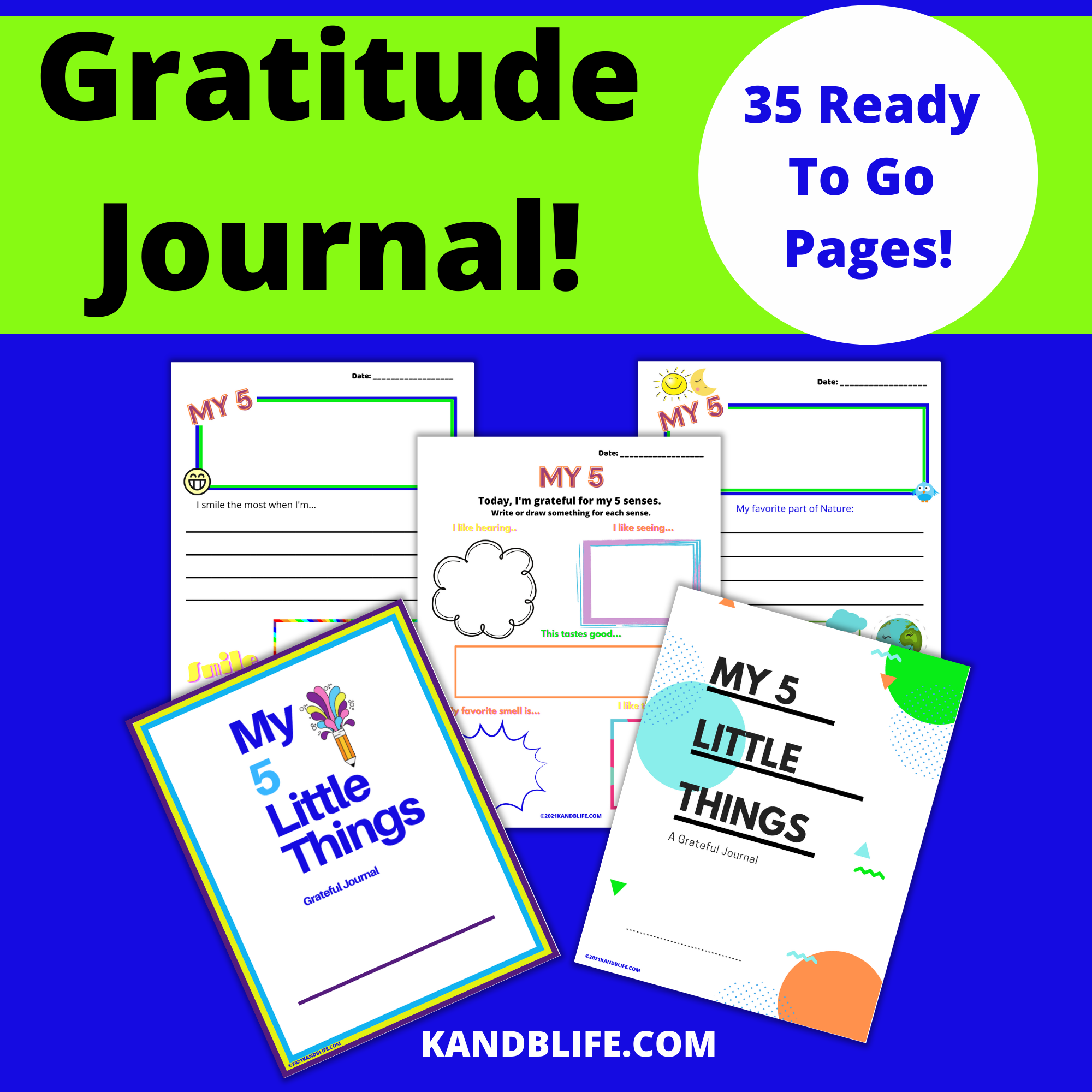 Gratitude Journal | My 5 Little Things Grateful Journal - K and B Life