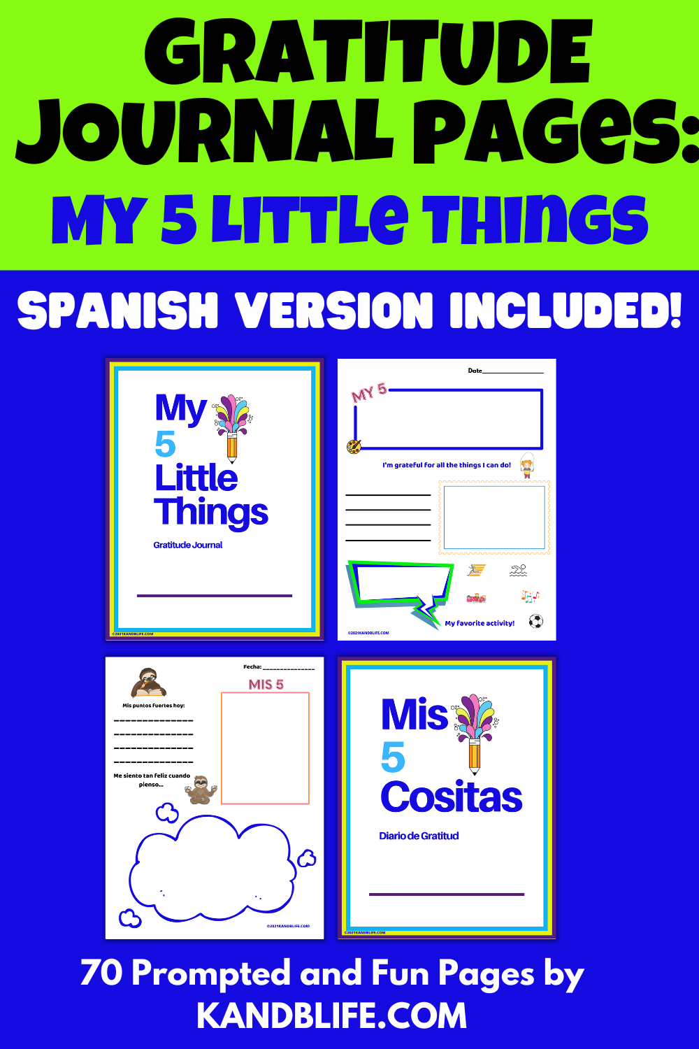 Printable Gratitude Journal in English and Spanish!