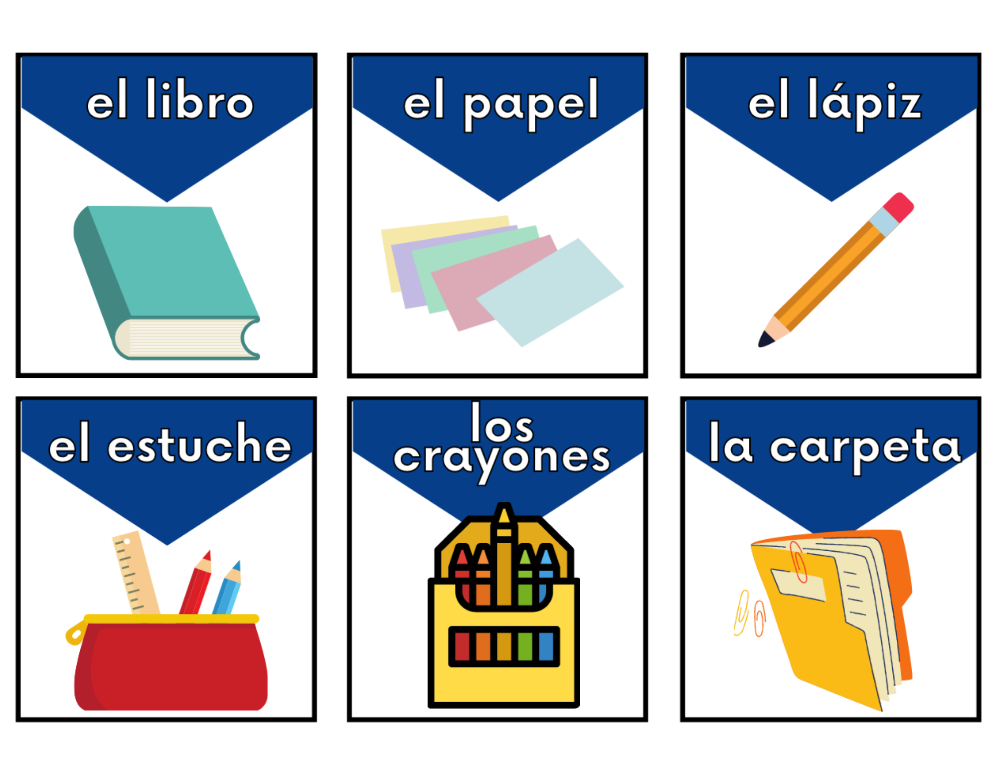 Back To School Spanish Vocabulary Cards K And B Life