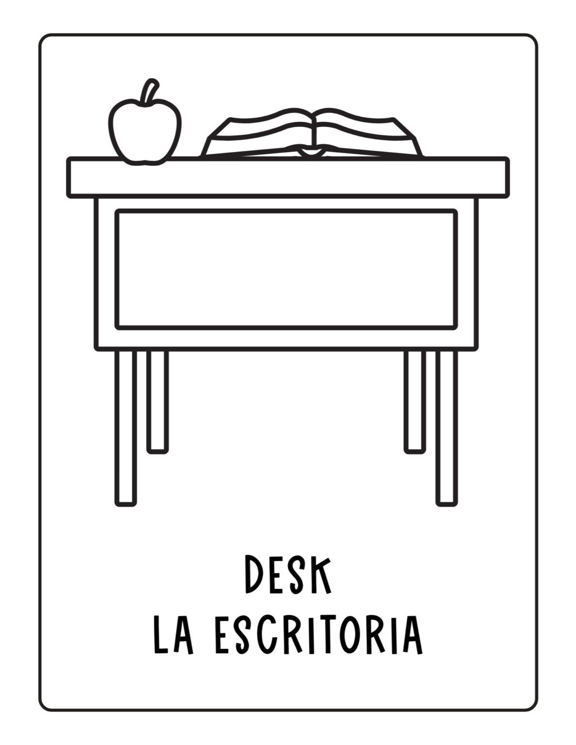Back-to-School Spanish and Dual Language Vocabulary Coloring Pages - K