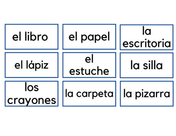 Back to School Spanish Vocabulary Word Cards by KANDBLIFE.COM