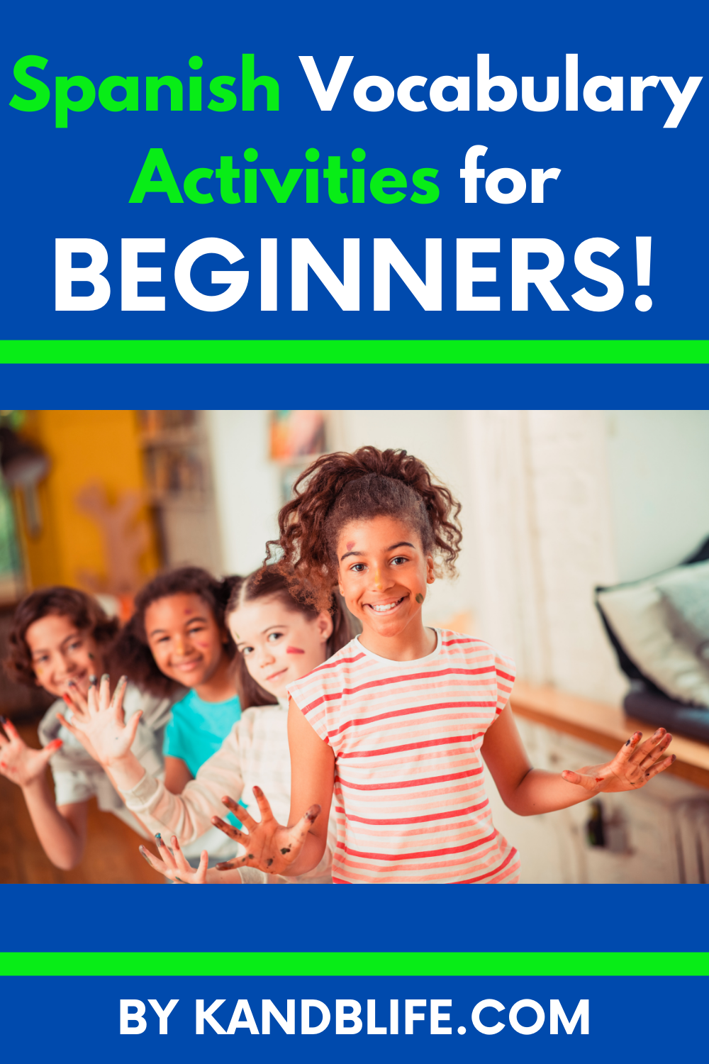 Kids playing for the article, Spanish Vocabulary Activities for Beginners by K and B Life at https://kandblife.com