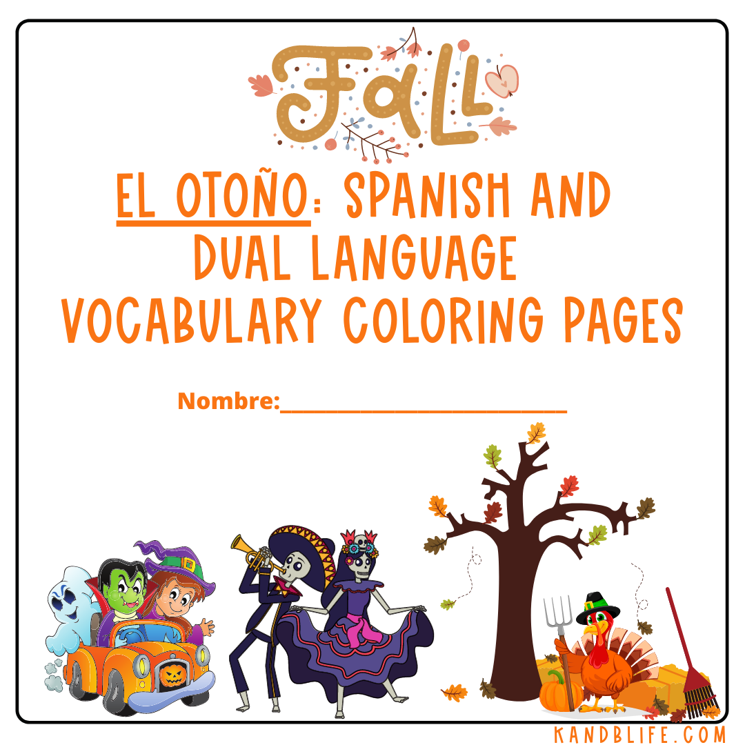 El Otoño Spanish and Dual Language Vocabulary Coloring Pages