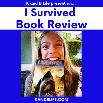 Cover photo with a girl biting a book for the I Survived Book Review.