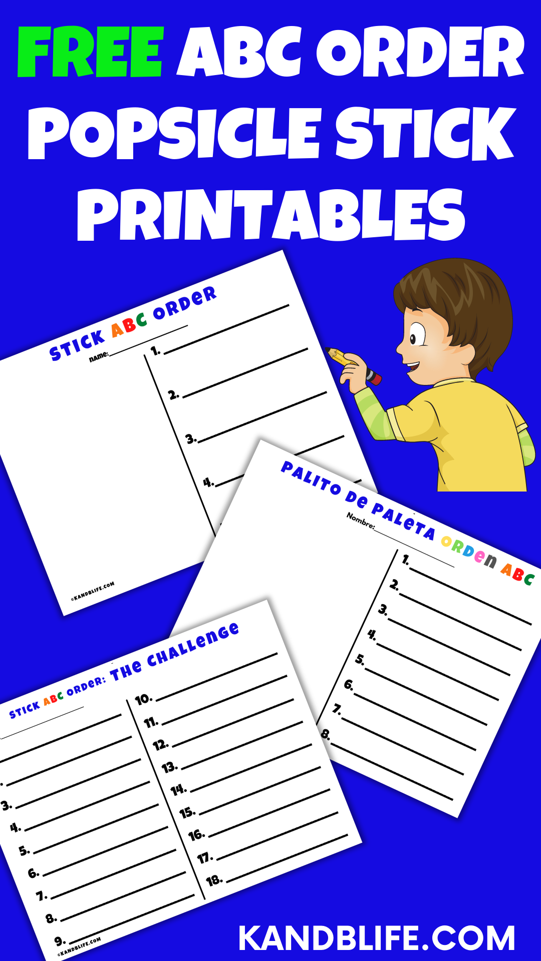 ABC Order sample pages for the Free ABC Order Popsicle Stick Printable