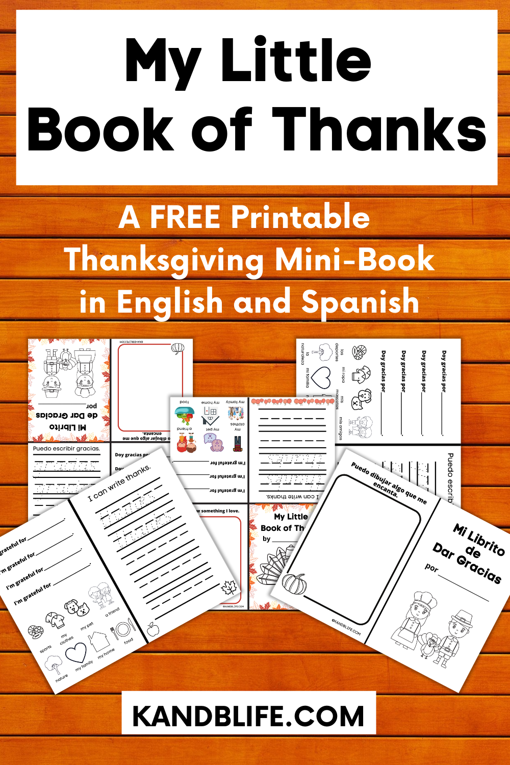Free Printable Spanish and English Thanksgiving Book.
