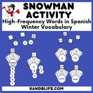 Pictures of the Snowman Activity for High Frequency Words in Spanish.