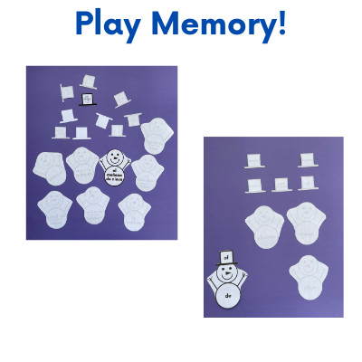 Sample pages from the High-frequency Words in Spanish Snowman Activity Product. Blue Background.