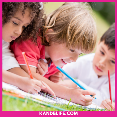 Kids coloring outside. https://kandblife.com