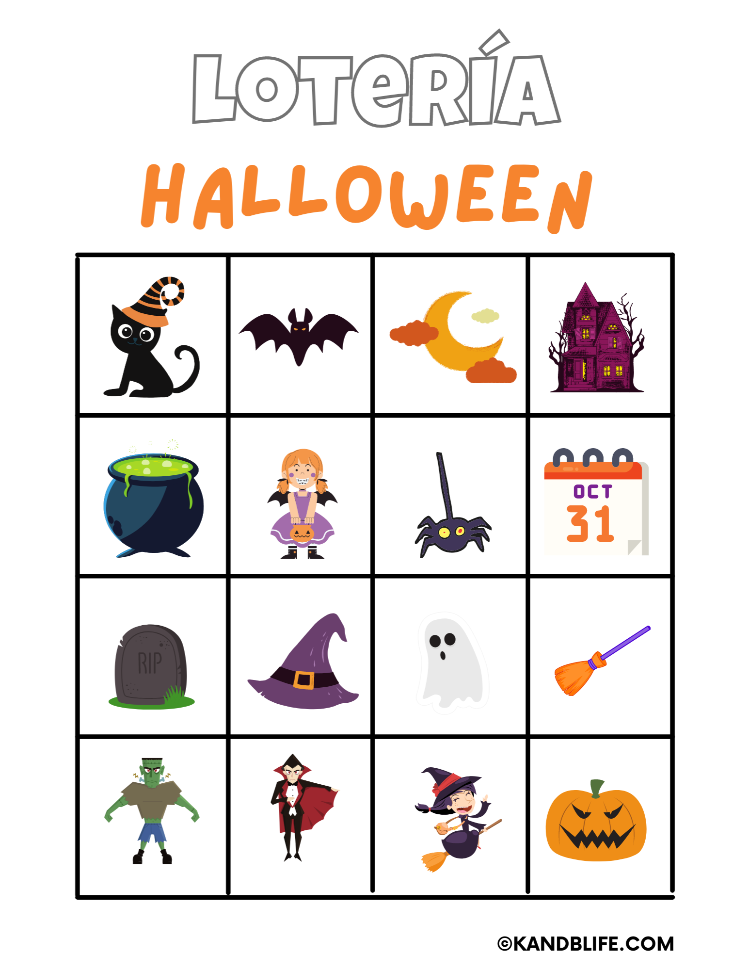 Spanish Halloween Bingo Cards! Super fun activity!