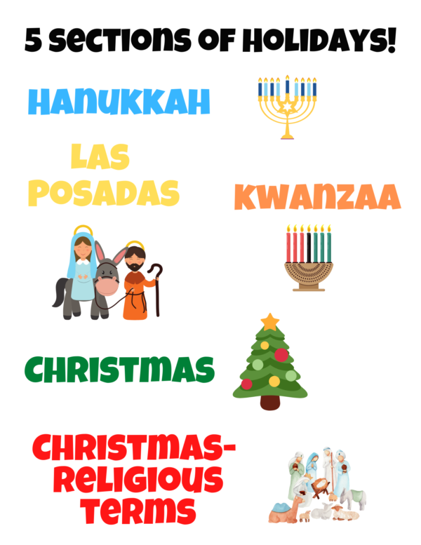 Holiday Spanish Vocabulary Bundle Photo of products.