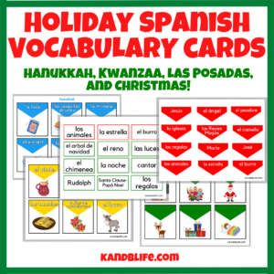 Winter Holidays Spanish Vocabulary Cards to play games and learn!