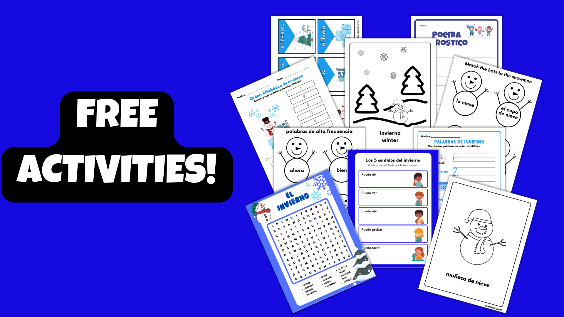 Pages from winter Spanish Activities
